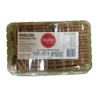 Mehar Eggless Desi Ghee Gur Saunf Atta Biscuit 1kg